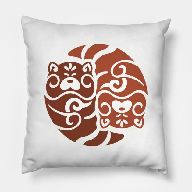 Red Panda Yin Yang Pillow by PaprikaPanda