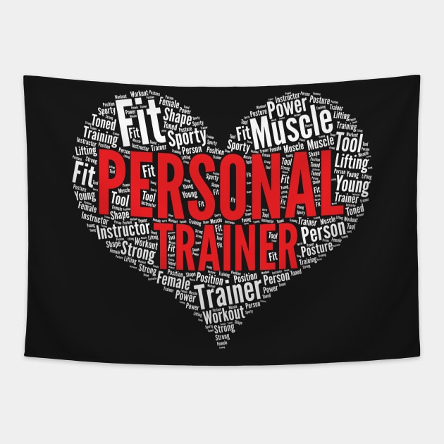 Gym Personal Trainer Heart Shape Exercise Fitness Training graphic Tapestry by theodoros20