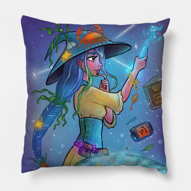 Cancer Witch Pillow by mooneyesart