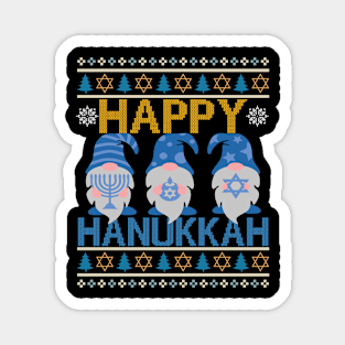 Happy Hanukkah Gnome Gnomies Menorah Pajama Ugly Sweater Magnet