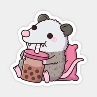 Cute Opossum Drinking Boba Tea Magnet