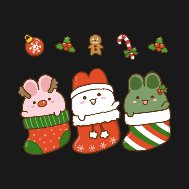 Bunnies Christmas Stockings Green 2 by Anicue