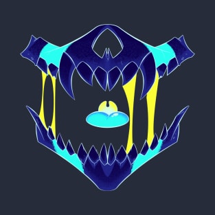 Demon Skull Mask 7 BIG NEON BLUE GLOW T-Shirt