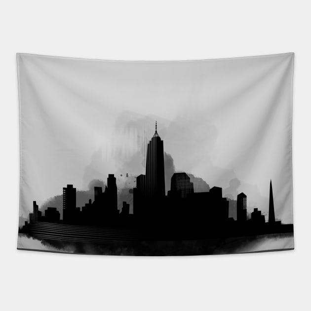 Night city New York Tapestry by ariarti