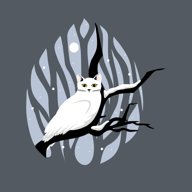 Snowy Meowl by katiestack.art