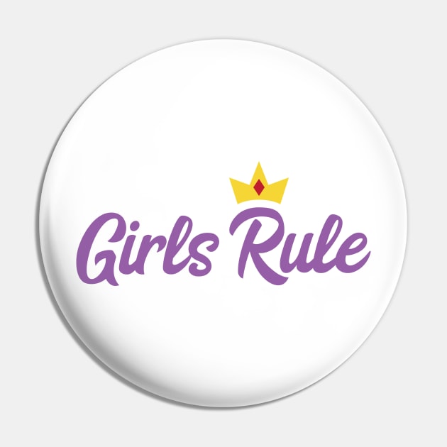 Girls Rule Shirt Pin by FeministShirts