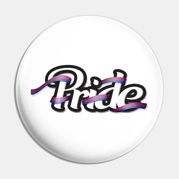 Bisexual pride flag colored ribbon wrapped around the letters of the word PRIDE Pin by LiveLoudGraphics