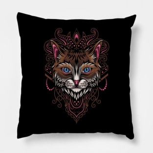 cat mandala Pillow