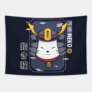 Japanese Maneki Neko Lucky Cat illustration Tapestry