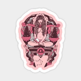 Pink and White Libra Beauty Magnet
