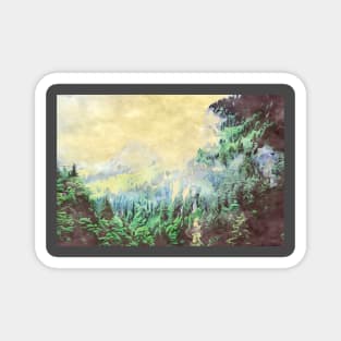 Forest trees watercolor art painting Magnet