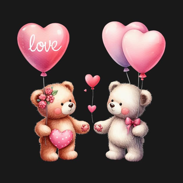 Cute Love Hearts Little Couple Teddy Bears Valentine_s Day by Neldy