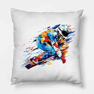 Snowboard Sport Game Champion Competition Abstract Pillow