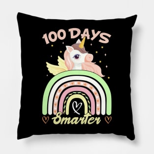 100 Days of School Colorful  Unicorn Lovers Gift For Kids Students And Teacher Pillow