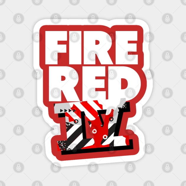 Fire Red Four Sneaker Art Magnet by funandgames