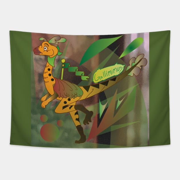 Gallimimus classic (in habitat) Tapestry by DinosauriA