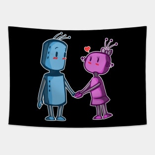 Cute Robot Love Nerd Heart Valentines Day Gift Tapestry