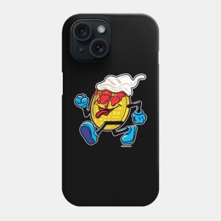 Happy Smiling Waffle Mascot strutting with Strawberries, strawberry syrup and whipped cream Phone Case