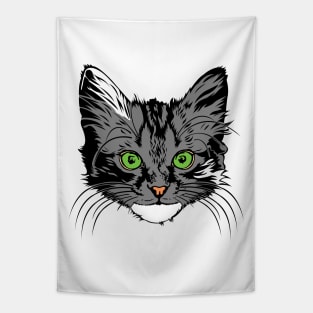 Green Eyed Grey Kitten Tapestry