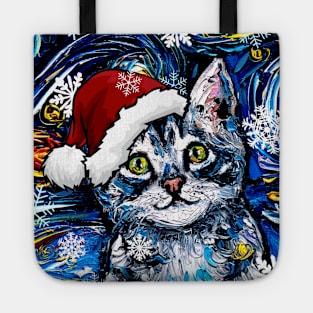 Gray Tabby Kitten Santa Tote