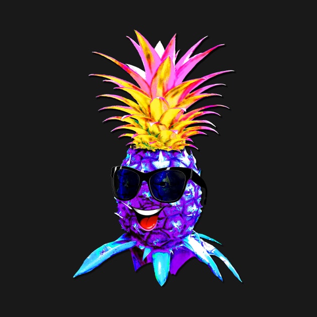 Pineapple Ultraviolet Happy Dude with Sunglasses by BluedarkArt