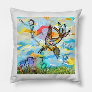 The Boy, The Bird and the Flying Dream (II) Pillow