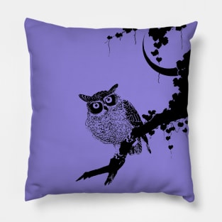 Owl Under a Full Moon Pillow