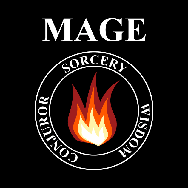 Mage Fantasy RPG Class Fire Magic T-shirt by AgemaApparel