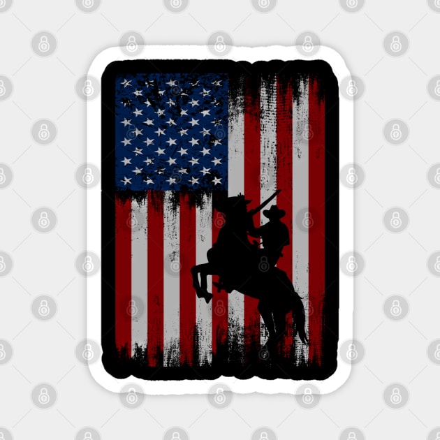 cowboy american flag vintage usa  cowboy Rodeo Roping Horse Riding Magnet by JayD World