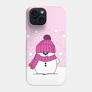 Cheeky Christmas Snowman with Pink Hat Phone Case