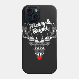 Merry and Bright - Christmas Red Nose Reindeer Phone Case