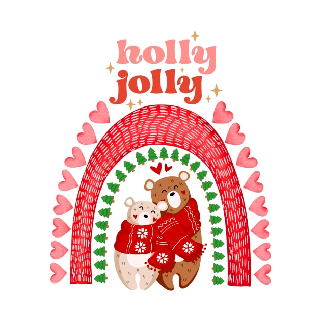 Holly Jolly Merry Christmas Boho Rainbow by SilverLake