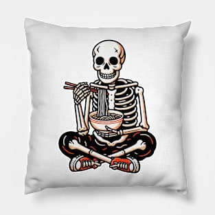 Skeleton Eat Ramen Noodle Pillow