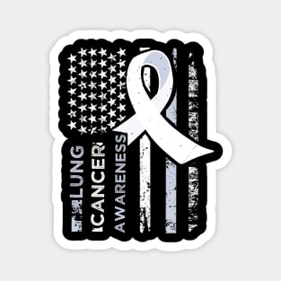 Patriotic Lung Cancer Awareness Gift American Flag Design Magnet