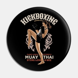 Kickboxing Girl Vintage Style Pin