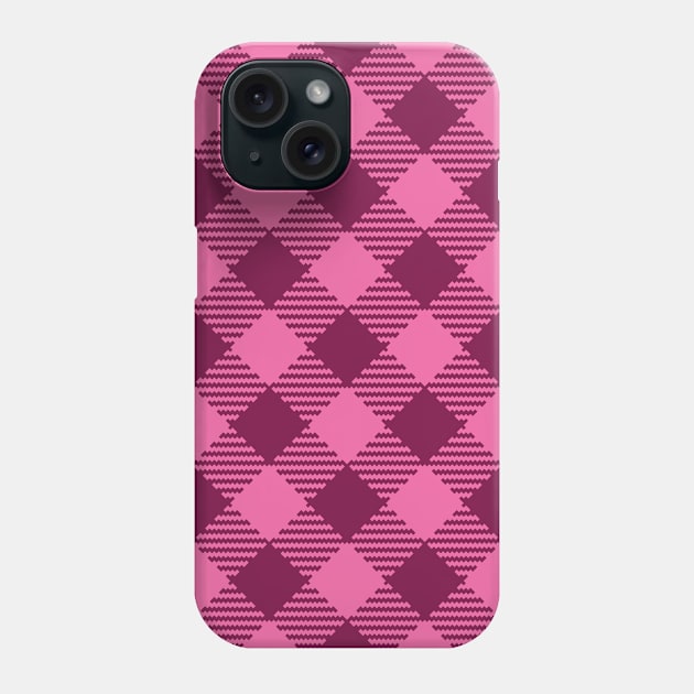 Retro Valentine's gingham check burgundy pink diagonal Phone Case by Dana Du