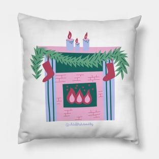 Cozy Christmas Fireplace Pillow