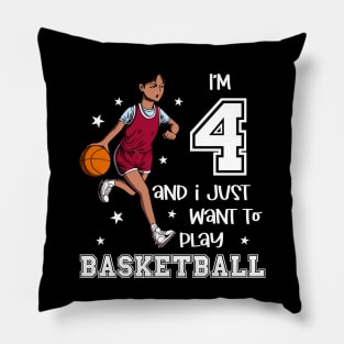 Girl plays basketball - I am 4 Pillow