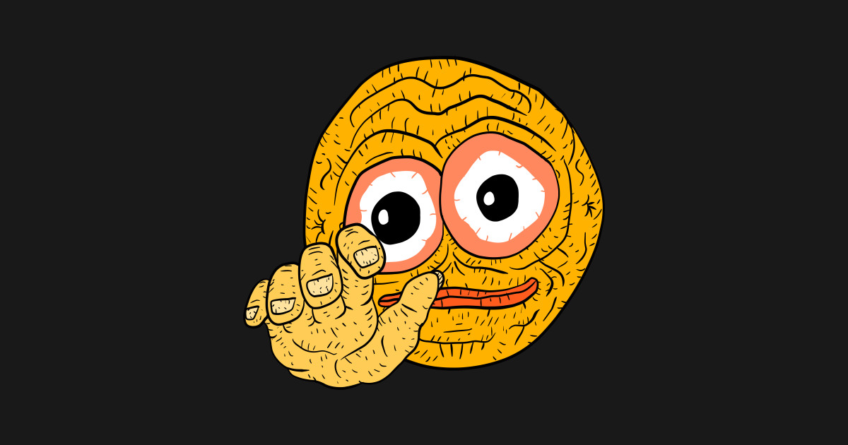 cursed hand emoji, scary and funny smiley face. - Cursed - Magnet