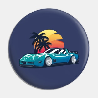 Blue Corvette C3 Sunset Pin