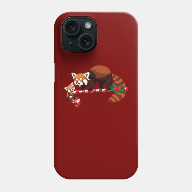 Red Pandas on Candy Cane Phone Case by Peppermint Narwhal