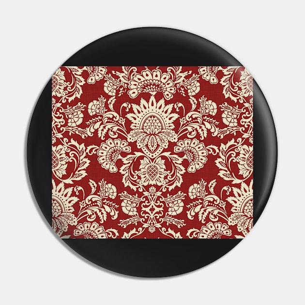 Damask Vintage Red and White Pin by BessoChicca