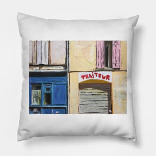 Blue shop, France, Summer Pillow