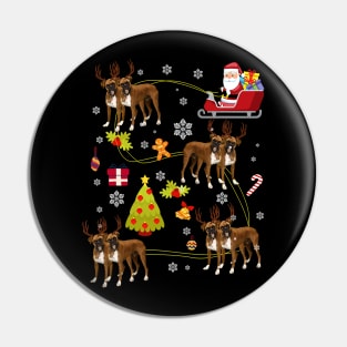 Boxer Dog Christmas Tree Santa Hat Lights Pin