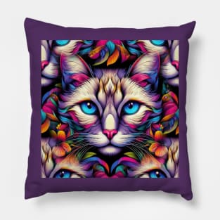 vibrant, bold, and colorful cat Pillow