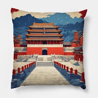 Forbidden City China Vintage Travel Poster Tourism Pillow