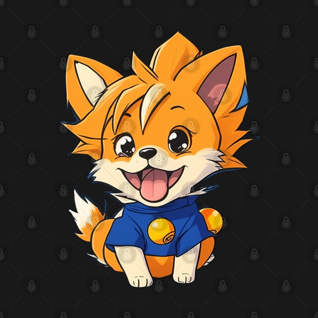 Adorable Cartoon Dog in Goku Style by koolteas