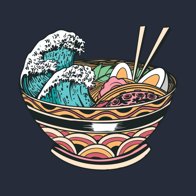 Bowl of Ramen with Great Wave by SLAG_Creative