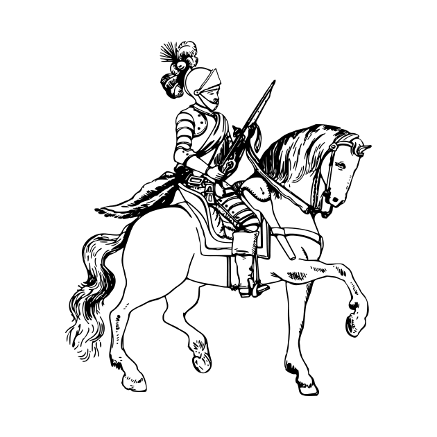 Medieval Knight on Horseback by Vintage Sketches