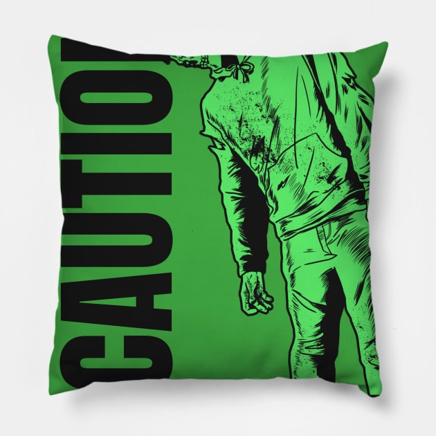 Caution Fat Bike Zombies Pillow by With Pedals